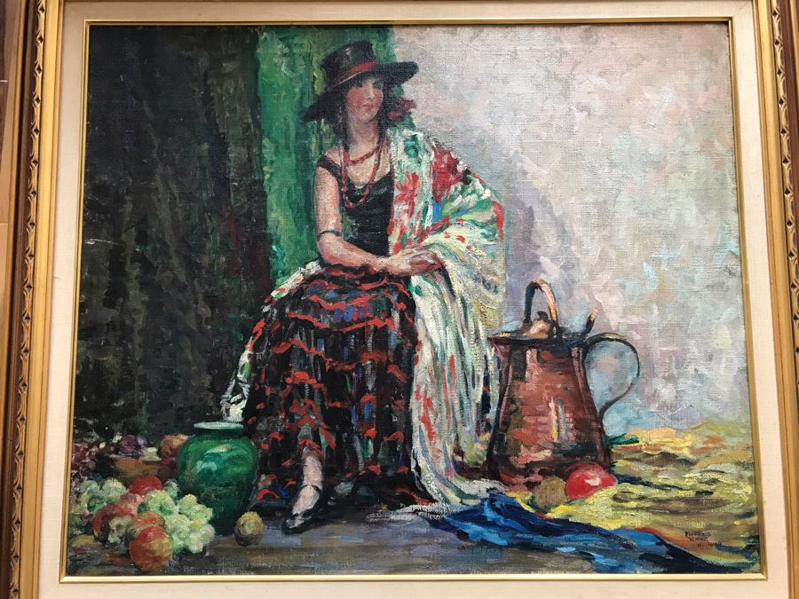 Original Portrait Still Life Oil Painting On Board By Listed Artist Florence White Williams (1888-1953) From Van Pelt Art Galleries 43' X 37' [Photo 3]