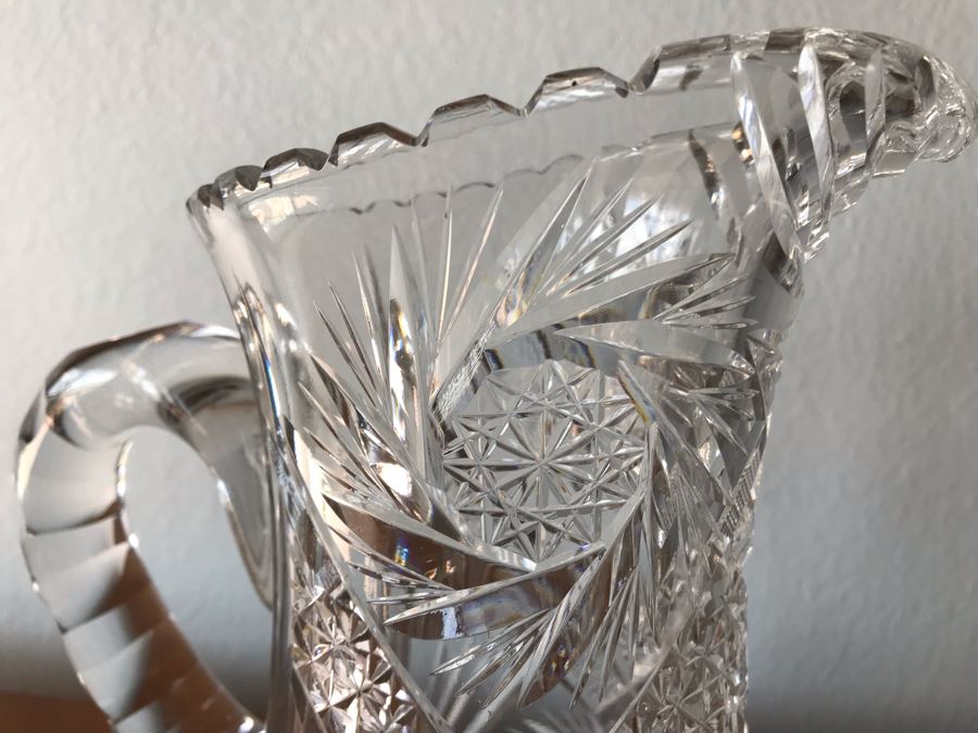 Crystal Serving Pieces Including Cut Crystal Bowl, Large Crystal Pitcher, Footed Dish And Vase [Photo 6]