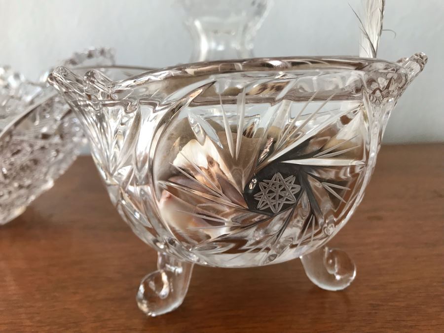 Crystal Serving Pieces Including Cut Crystal Bowl, Large Crystal Pitcher, Footed Dish And Vase [Photo 8]