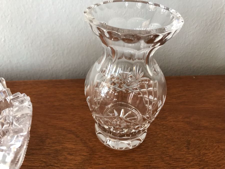 Crystal Serving Pieces Including Cut Crystal Bowl, Large Crystal Pitcher, Footed Dish And Vase [Photo 10]