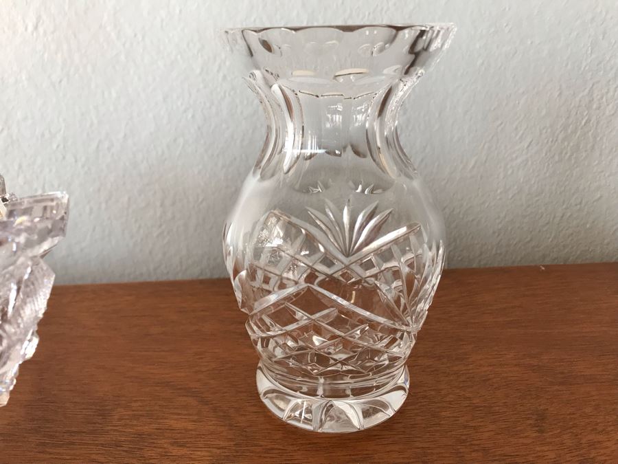 Crystal Serving Pieces Including Cut Crystal Bowl, Large Crystal Pitcher, Footed Dish And Vase [Photo 9]