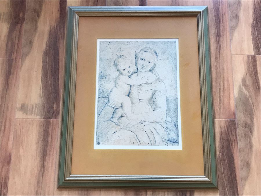 Framed Decorative Print Of Madonna And Child By Raffaello 19.5' X 24.5' [Photo 2]