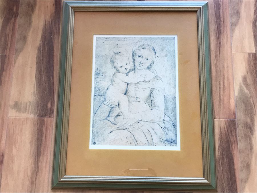 Framed Decorative Print Of Madonna And Child By Raffaello 19.5' X 24.5' [Photo 1]