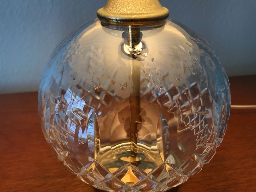 Victorian Era Hand Painted Biscuit Jar And Yogoslavian Hand Crafted Crystal Table Lamp [Photo 8]