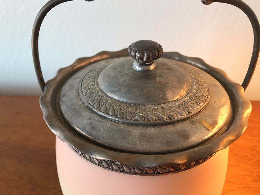 Victorian Era Hand Painted Biscuit Jar And Yogoslavian Hand Crafted Crystal Table Lamp [Photo 5]