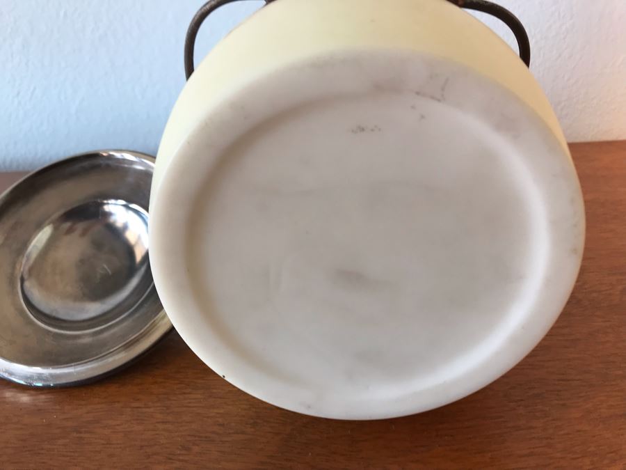 Victorian Era Hand Painted Biscuit Jar And Yogoslavian Hand Crafted Crystal Table Lamp [Photo 12]