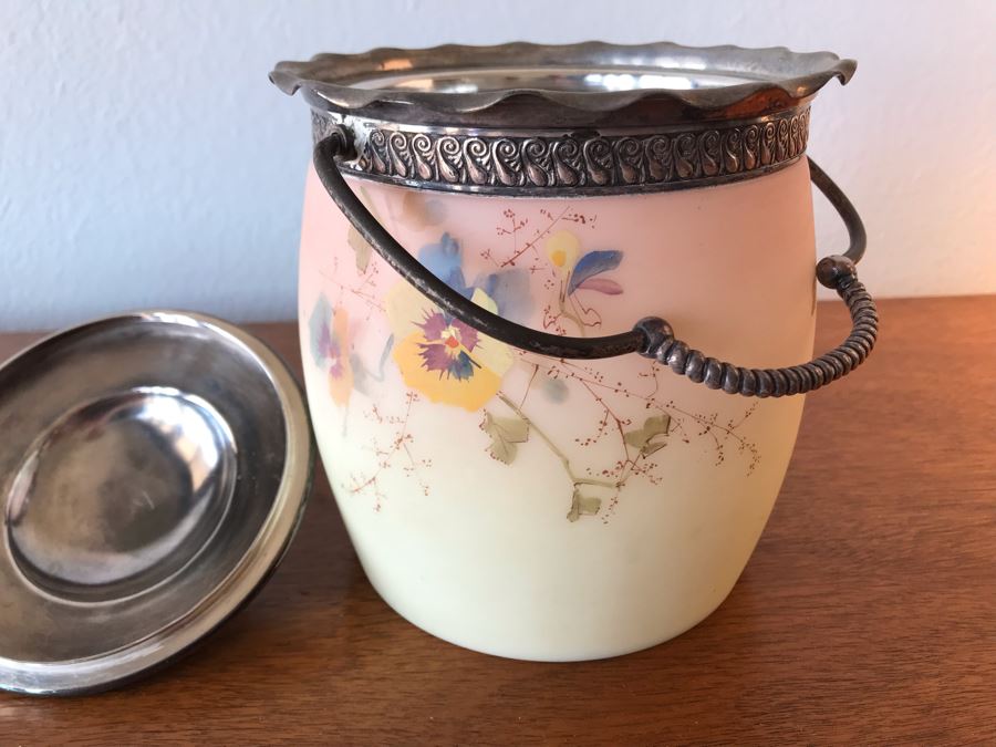 Victorian Era Hand Painted Biscuit Jar And Yogoslavian Hand Crafted Crystal Table Lamp [Photo 11]