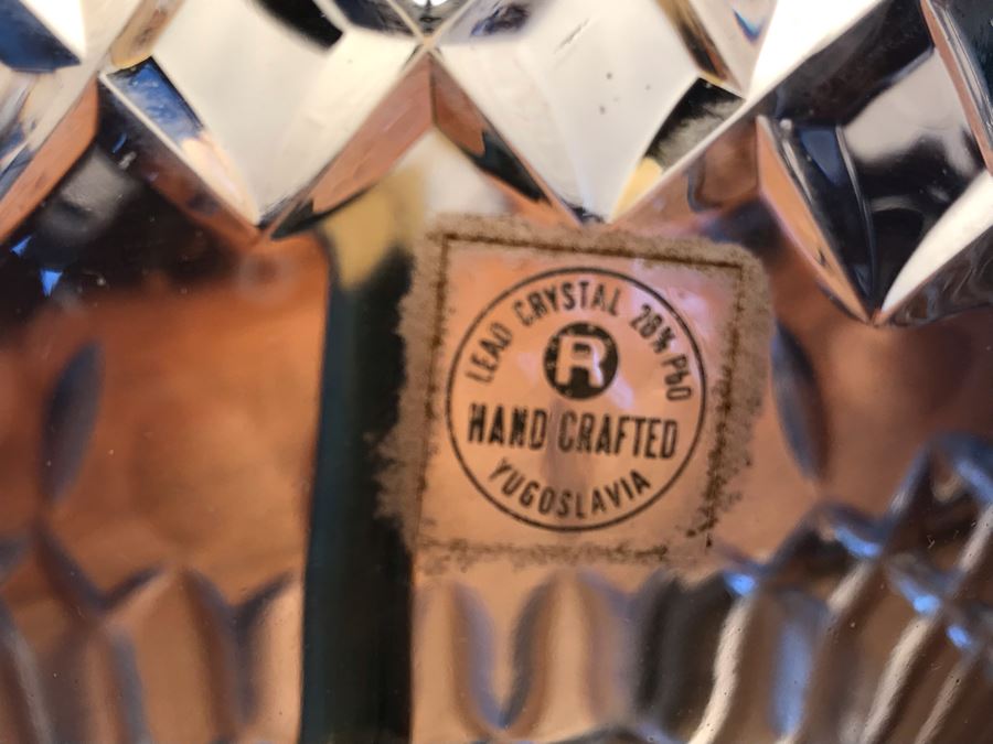 Victorian Era Hand Painted Biscuit Jar And Yogoslavian Hand Crafted Crystal Table Lamp [Photo 9]