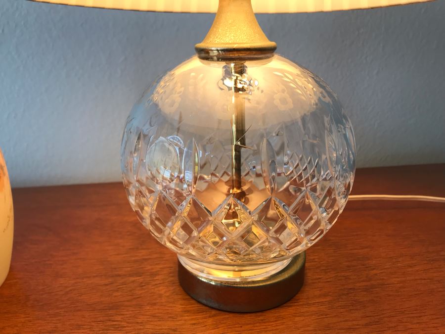 Victorian Era Hand Painted Biscuit Jar And Yogoslavian Hand Crafted Crystal Table Lamp [Photo 7]