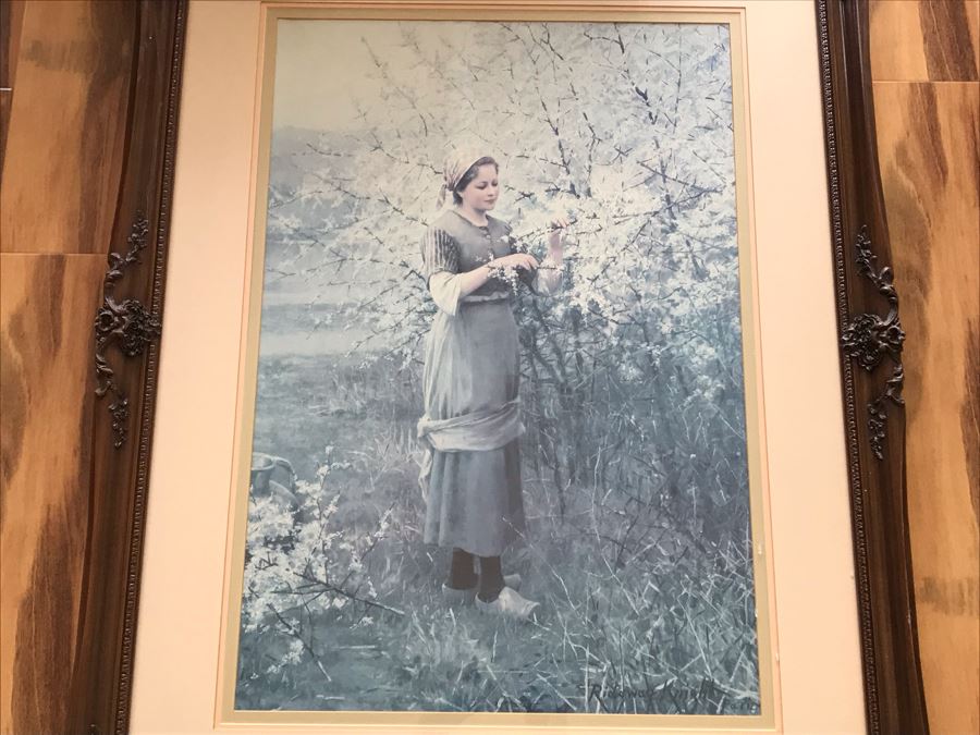 Large Framed Print With Overhead Light By Daniel Ridgway Knight Paris 34' X 44'  [Photo 2]