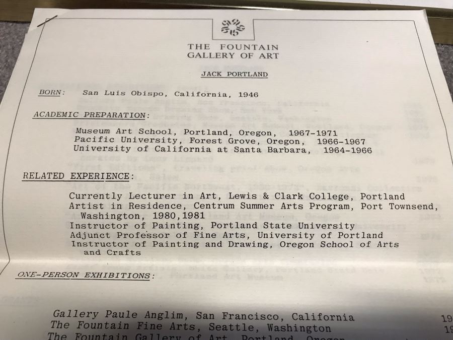 Original Artwork By Listed Artist Jack Portland Frame Measures 18' X 14' [Photo 20]