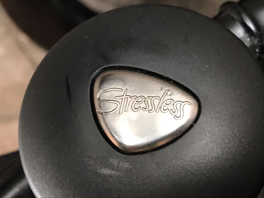 Stressless Leather Reclining Armchair With Ottoman - Note That There Are Some Paint Stains On Chair - Client Is An Artist [Photo 6]