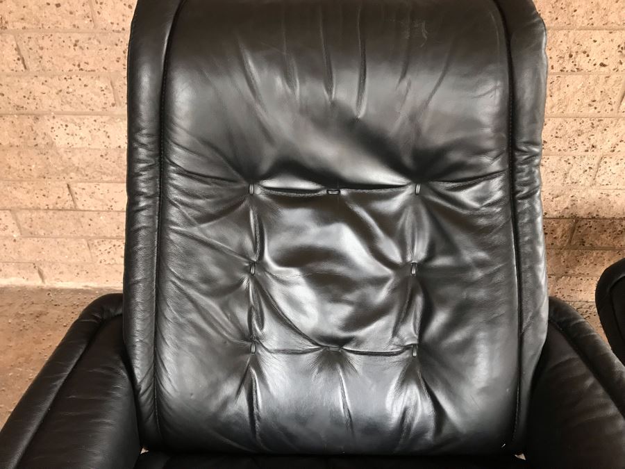 Stressless Leather Reclining Armchair With Ottoman - Note That There Are Some Paint Stains On Chair - Client Is An Artist [Photo 10]