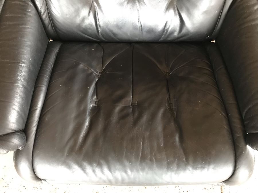 Stressless Leather Reclining Armchair With Ottoman - Note That There Are Some Paint Stains On Chair - Client Is An Artist [Photo 9]