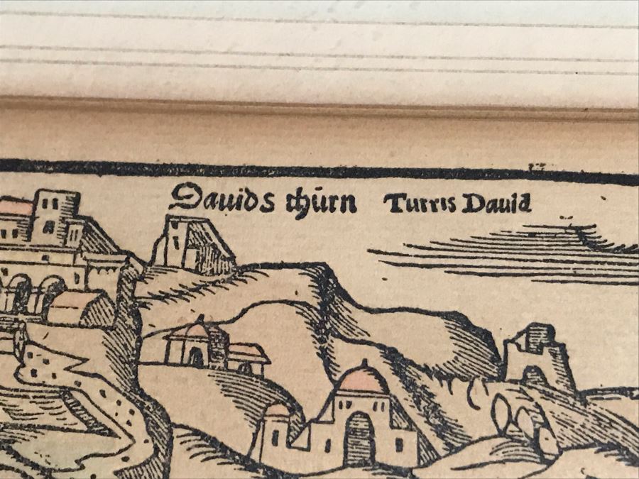 A View Of Jerusalem Woodcut By Jacob Clauser For Sebastian Muenster's Cosmographia (Description Of The World) Published By Henri Petri Framed 19' X 11' [Photo 5]