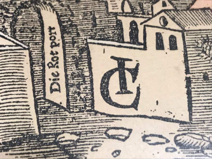 A View Of Jerusalem Woodcut By Jacob Clauser For Sebastian Muenster's Cosmographia (Description Of The World) Published By Henri Petri Framed 19' X 11' [Photo 8]