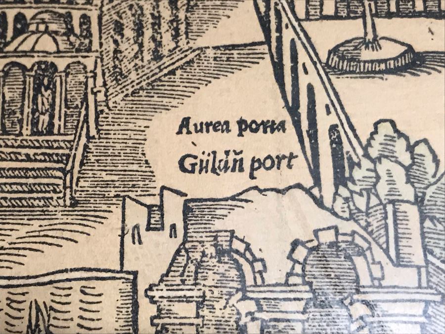 A View Of Jerusalem Woodcut By Jacob Clauser For Sebastian Muenster's Cosmographia (Description Of The World) Published By Henri Petri Framed 19' X 11' [Photo 6]