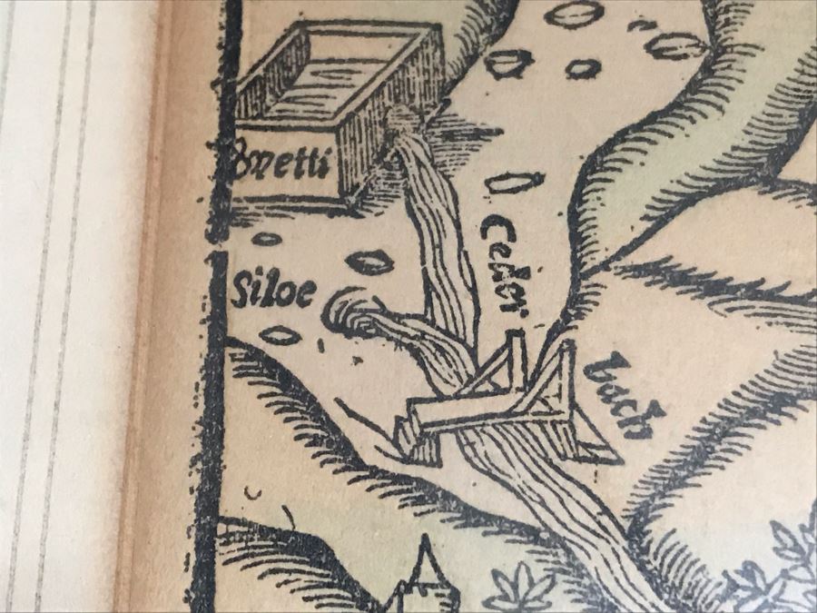 A View Of Jerusalem Woodcut By Jacob Clauser For Sebastian Muenster's Cosmographia (Description Of The World) Published By Henri Petri Framed 19' X 11' [Photo 10]