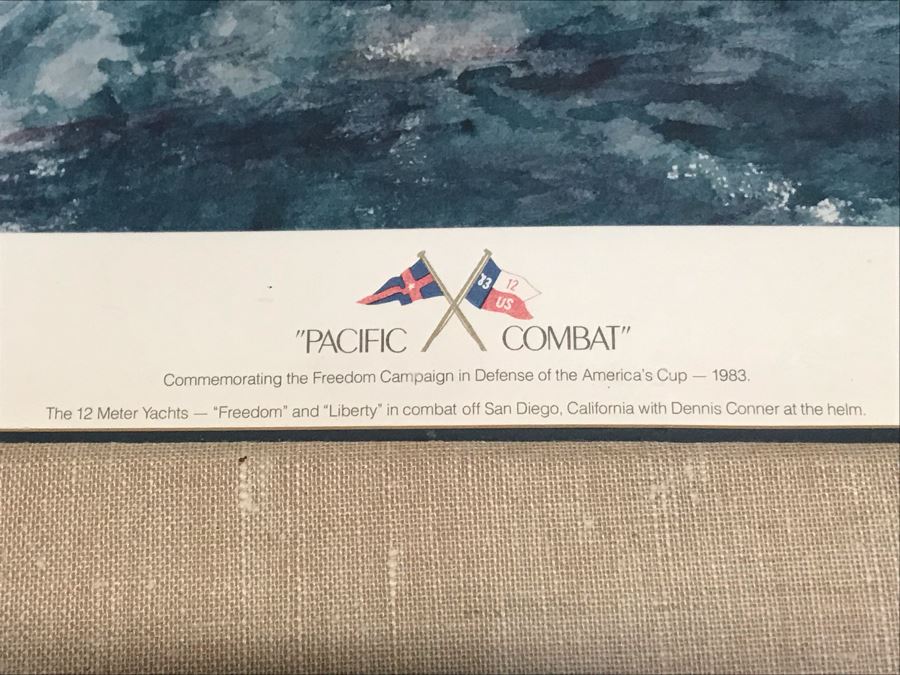 Pair Of Pencil Signed Dennis Conner Yacht Sailing Prints: Limited Edition Print Titled 'Pacific Combat' By John Gable (Pencil Signed By John Gable) And Stars & Strips Print [Photo 4]