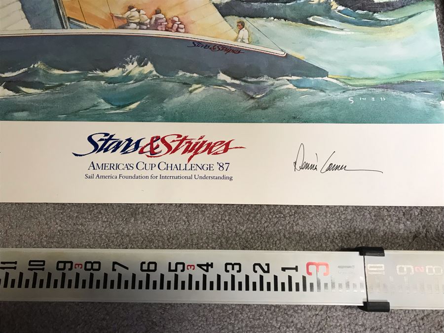 Pair Of Pencil Signed Dennis Conner Yacht Sailing Prints: Limited ...