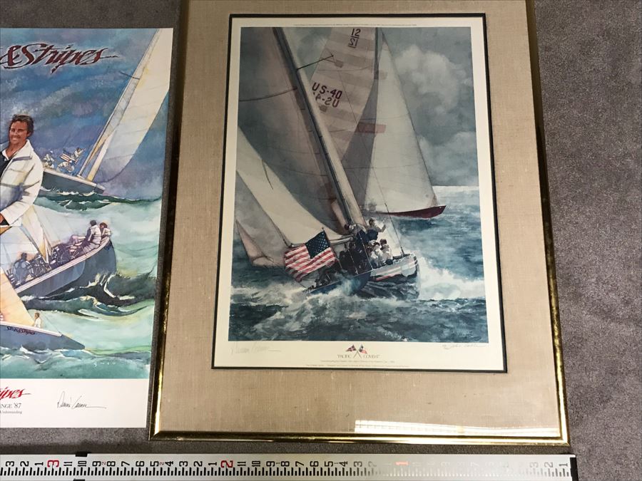 Pair Of Pencil Signed Dennis Conner Yacht Sailing Prints: Limited ...