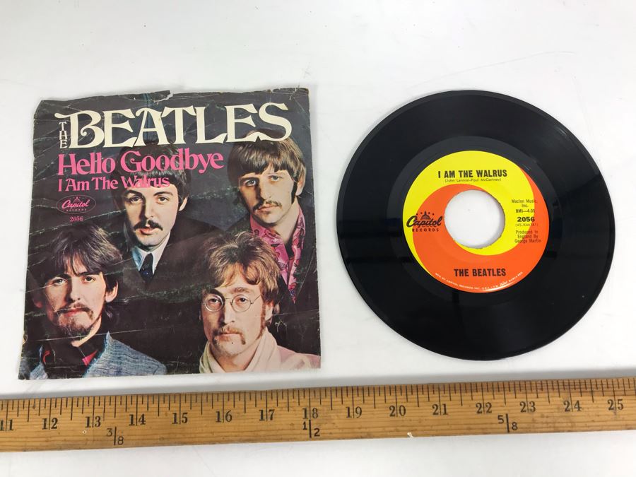 The Beatles Hello Goodbye And I Am The Walrus Capital Records 45RPM Vinyl Record 2056 With Record Sleeve