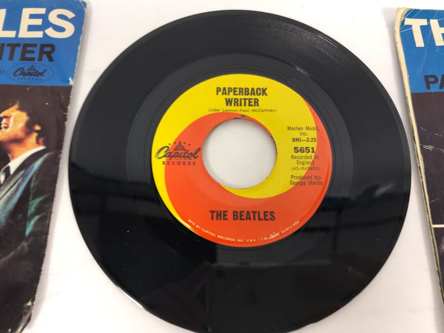 Pair Of The Beatles Paperback Writer And Rain 45RPM Vinyl Records 5651 ...