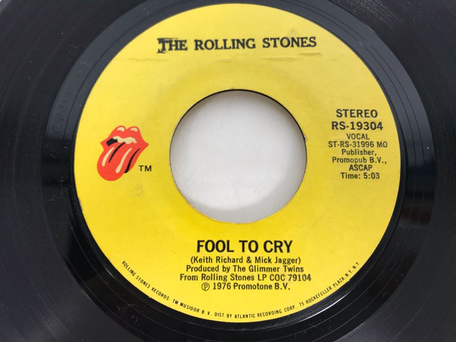Vintage 1976 The Rolling Stones Fool To Cry And Hot Stuff 45RPM Vinyl Record RS-19304 [Photo 3]