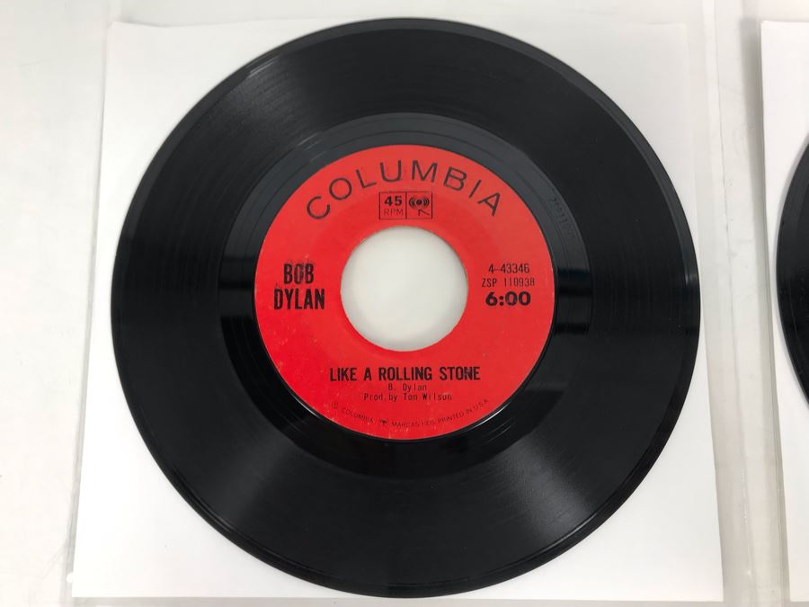 Pair Of Vintage Bob Dylan 45PRM Records Columbia Like A Rolling Stone, Gates Of Eden (4-43346) And Lay Lady Lay, Peggy Day (4-44926) [Photo 2]