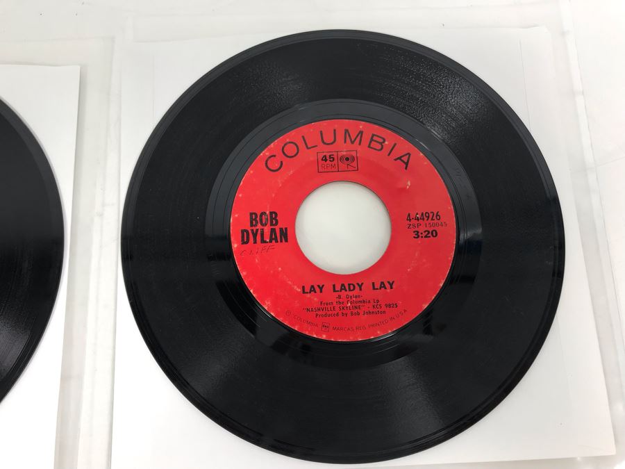 Pair Of Vintage Bob Dylan 45PRM Records Columbia Like A Rolling Stone, Gates Of Eden (4-43346) And Lay Lady Lay, Peggy Day (4-44926) [Photo 6]