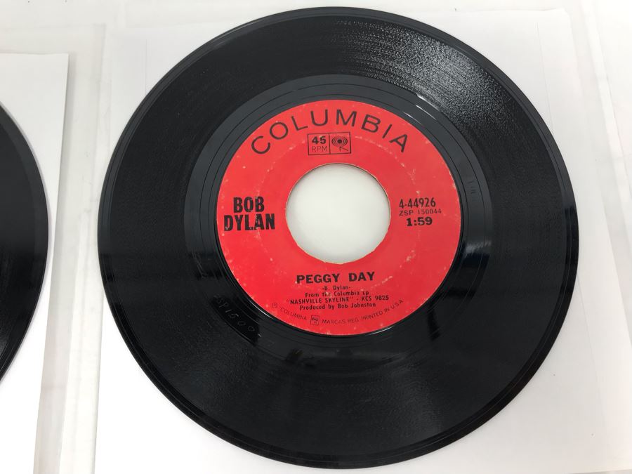 Pair Of Vintage Bob Dylan 45PRM Records Columbia Like A Rolling Stone, Gates Of Eden (4-43346) And Lay Lady Lay, Peggy Day (4-44926) [Photo 8]