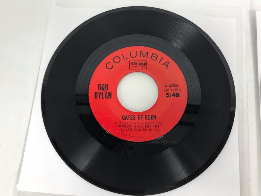 Pair Of Vintage Bob Dylan 45PRM Records Columbia Like A Rolling Stone, Gates Of Eden (4-43346) And Lay Lady Lay, Peggy Day (4-44926) [Photo 4]