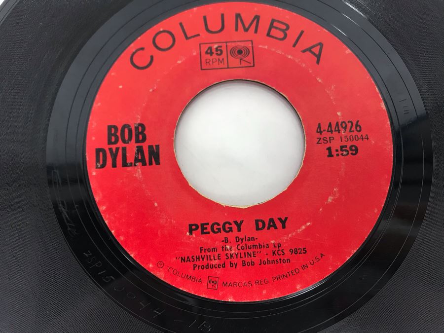 Pair Of Vintage Bob Dylan 45PRM Records Columbia Like A Rolling Stone, Gates Of Eden (4-43346) And Lay Lady Lay, Peggy Day (4-44926) [Photo 9]