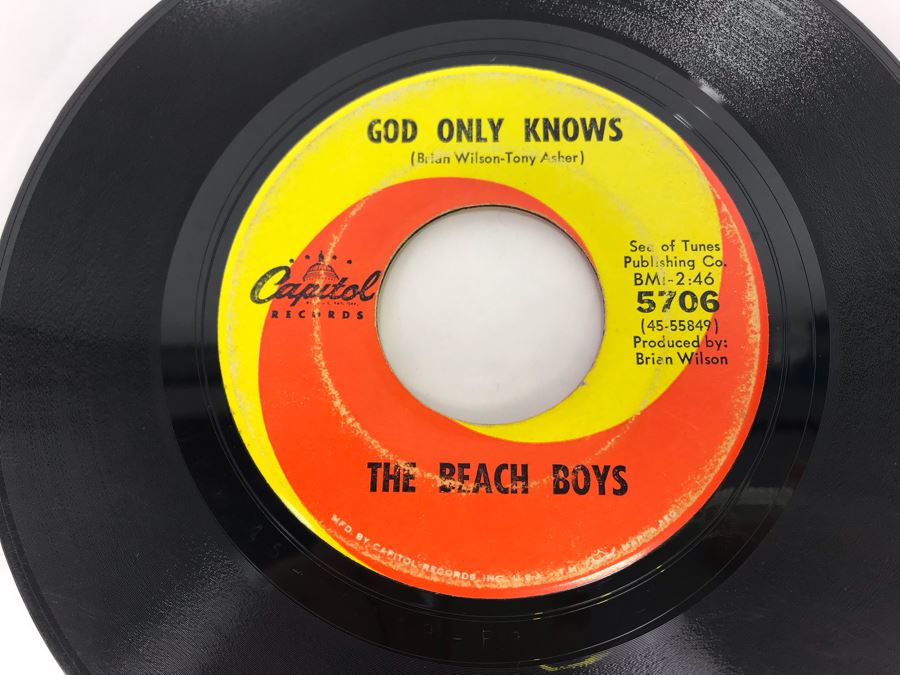 (2) The Beach Boys 45RPM Vinyl Records: Fun, Fun, Fun And Why Do Fools Fall In Love (5118); Wouldn't It Be Nice And God Only Knows (5706) Capital Records [Photo 9]
