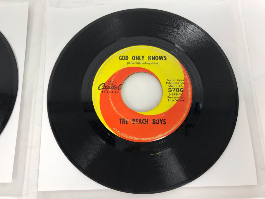 (2) The Beach Boys 45RPM Vinyl Records: Fun, Fun, Fun And Why Do Fools Fall In Love (5118); Wouldn't It Be Nice And God Only Knows (5706) Capital Records [Photo 8]