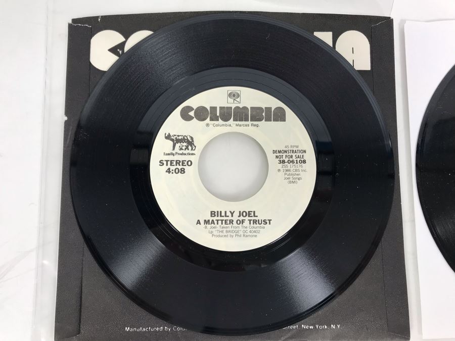 (2) Billy Joel Demo Not For Sale 45RPM Vinyl Records: A Matter Of Trust 38-06108; Worse Comes To Worst 4-46055 Columbia Records [Photo 2]