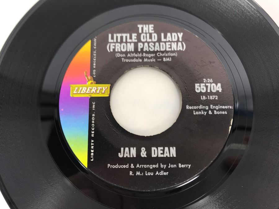 Jan & Dean The Little Old Lady (From Pasadena) And My Mighty G. T. O. 45RPM Vinyl Record 55704 Liberty Records [Photo 2]