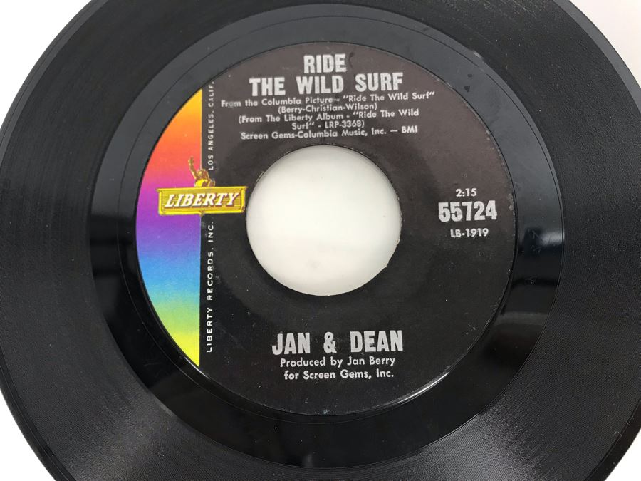 Jan & Dean Ride The Wild Surf And The Anaheim, Azusa & Cucamonga Sewing Circle, Book Review And Timing Association 45RPM Vinyl Record 55724 Liberty Records [Photo 2]