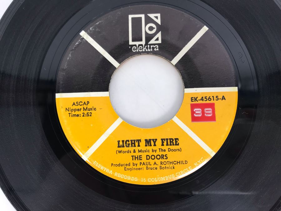 The Doors Light My Fire And The Crystal Ship 45PRM Vinyl Record Elektra Records EK-45615 [Photo 2]