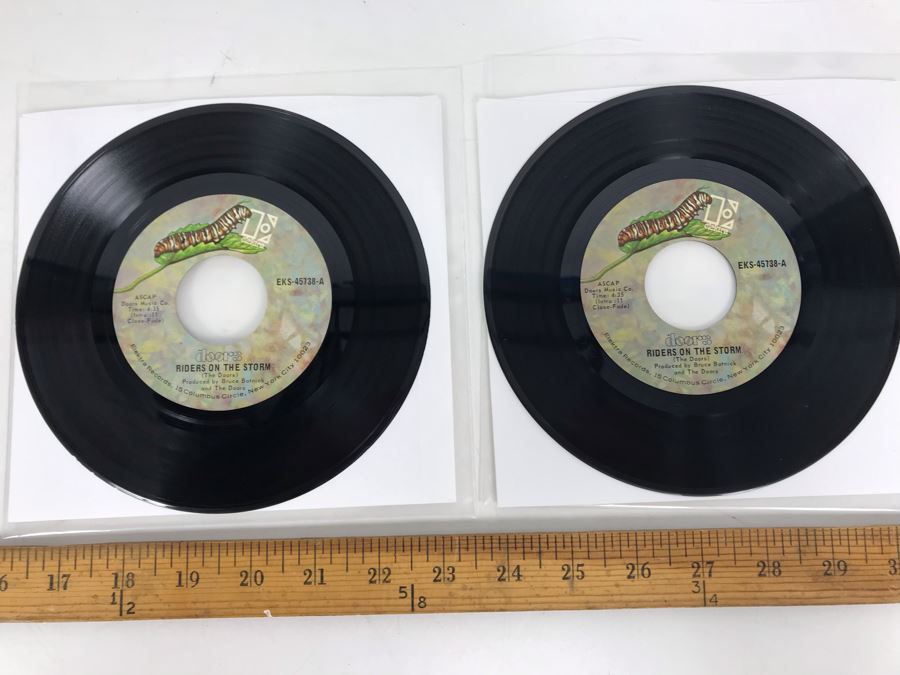 (2) Copies Of The Doors Riders On The Storm And Changeling 45RPM Vinyl Records EKS-45738 Elekra Records