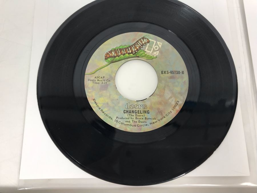 (2) Copies Of The Doors Riders On The Storm And Changeling 45RPM Vinyl Records EKS-45738 Elekra Records [Photo 7]
