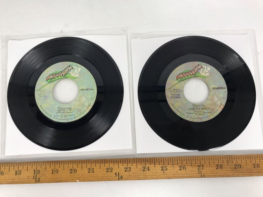 (2) Copies Of The Doors Love Her Madly And (You Need Meat) Don't Go No Further 45RPM Vinyl Records EKS-45726 Elektra Records