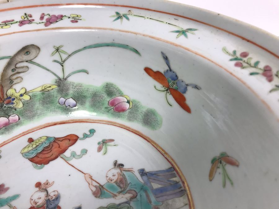 Antique Chinese Famille Rose Porcelain Basin Bowl 10.5'D [Photo 6]