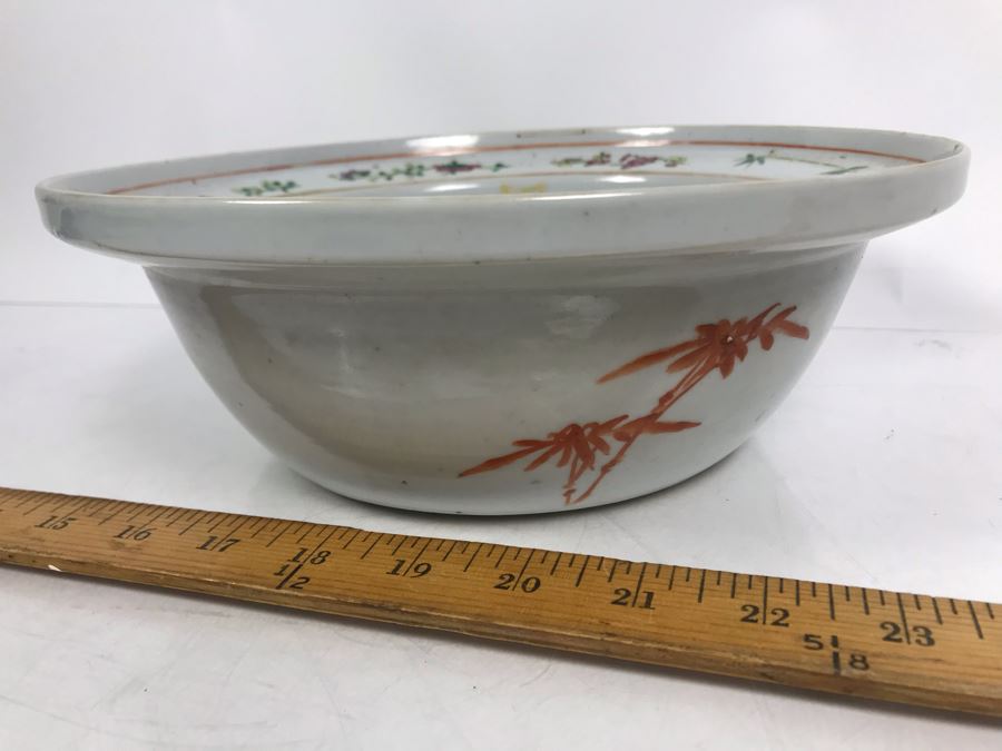 Antique Chinese Famille Rose Porcelain Basin Bowl 10.5'D [Photo 11]