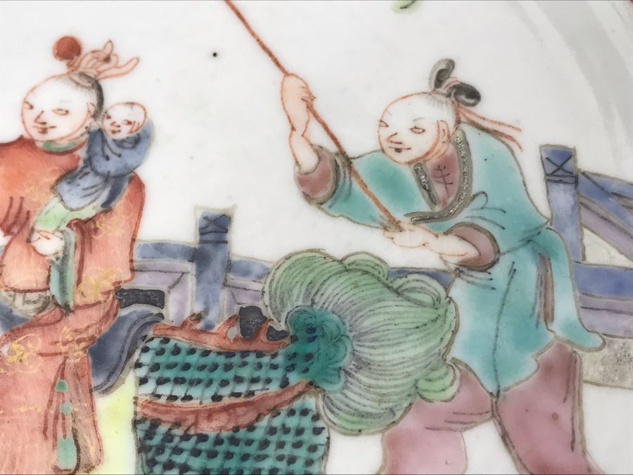 Antique Chinese Famille Rose Porcelain Basin Bowl 10.5'D [Photo 8]