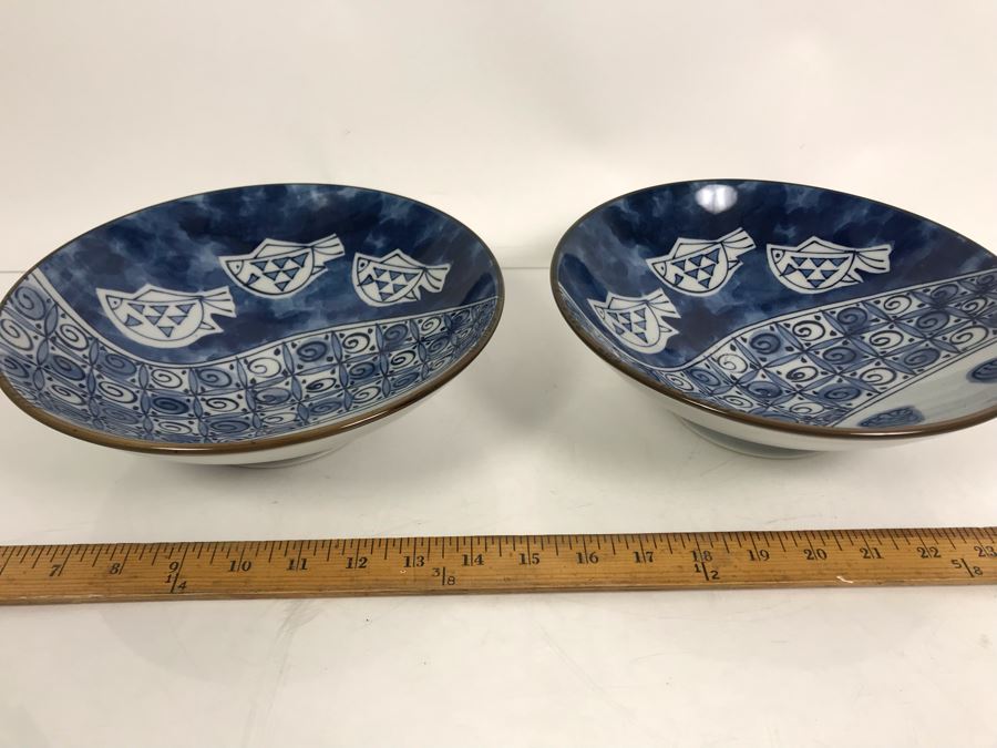 Pair Of Signed Vintage Japanese Bowls 9.5'D [Photo 2]