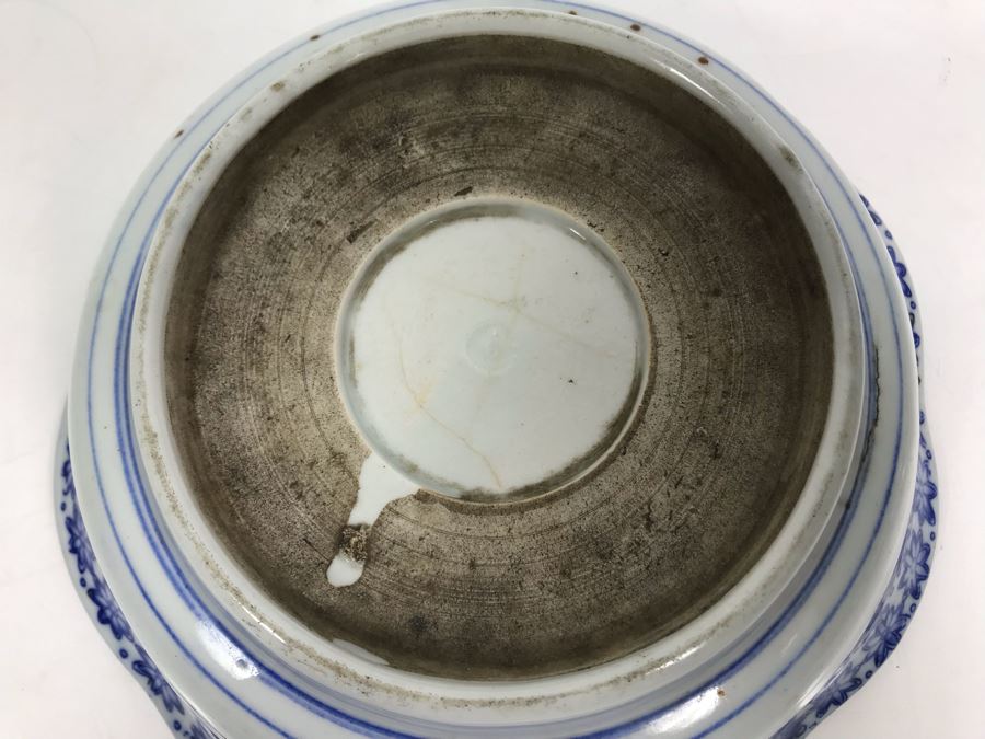 Vintage Japanese Blue And White Bowl 9'D [Photo 16]