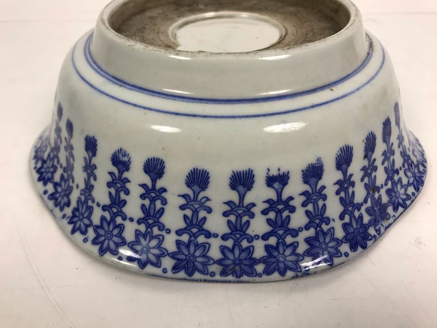 Vintage Japanese Blue And White Bowl 9'D [Photo 18]