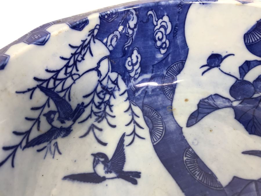 Vintage Japanese Blue And White Bowl 9'D [Photo 6]