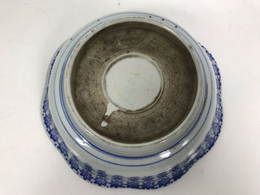 Vintage Japanese Blue And White Bowl 9'D [Photo 15]